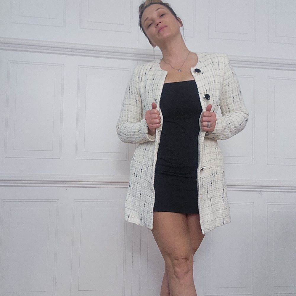 Zara Women's Cream Tweed Blazer